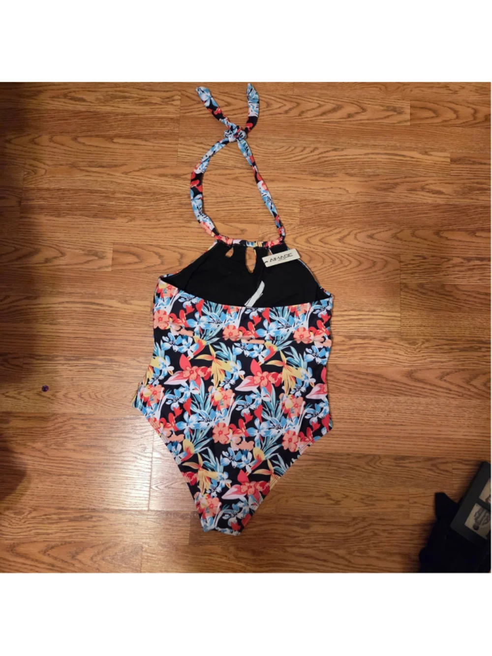 Women's AIMAGE Floral One-Piece Swimsuit, XL, Black/Multicolor Tropical